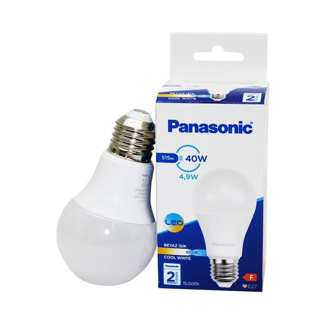 PANASONİC ( BEYAZ ) ( E27 ) ( 4.9W=43W ) LED AMPUL ( COOL WHİTE ) ( 515LM )*20X5