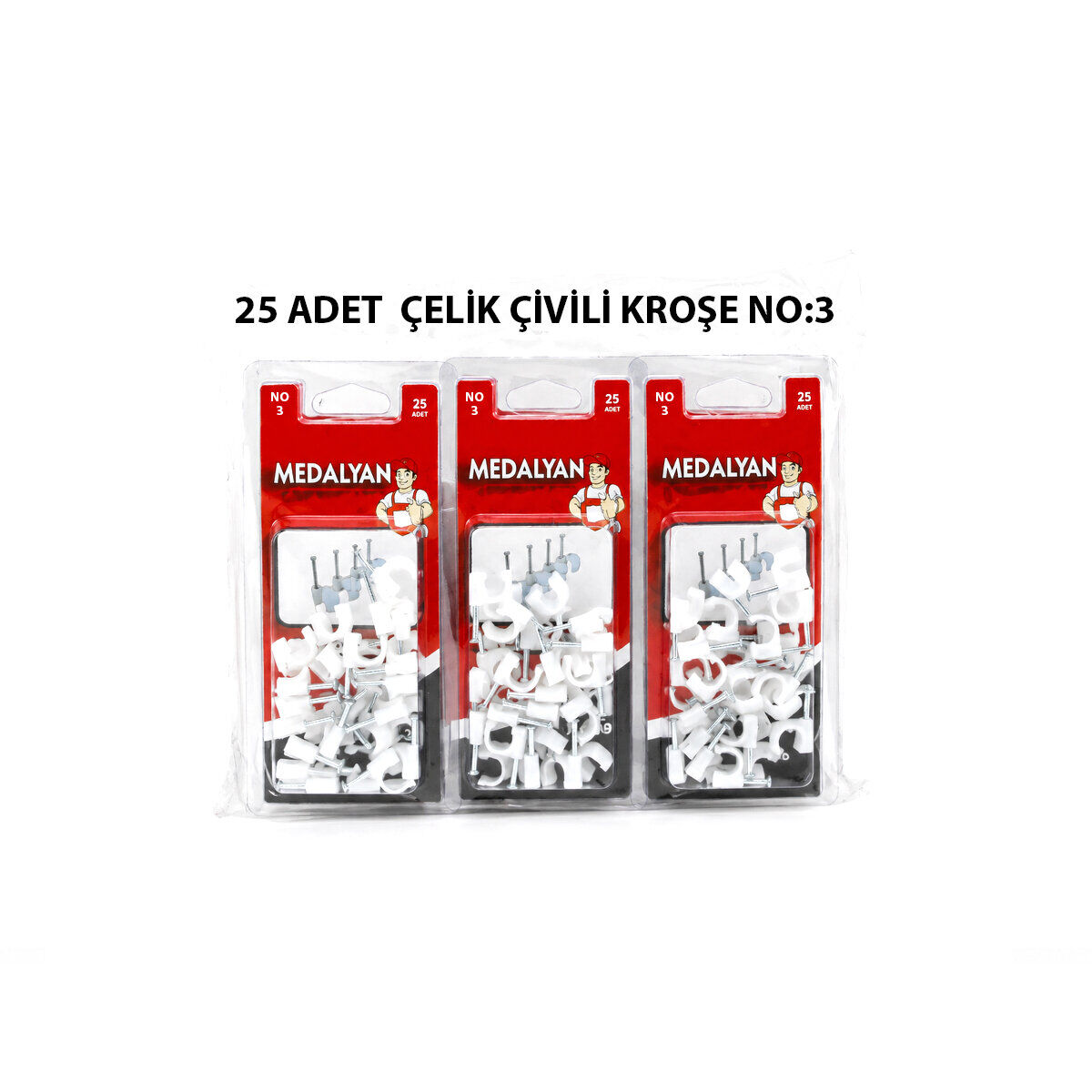 MEDALYAN DL-39 ( NO-3 ) ( 25PCS ) ÇELİK ÇİVİLİ KROŞE *12X9