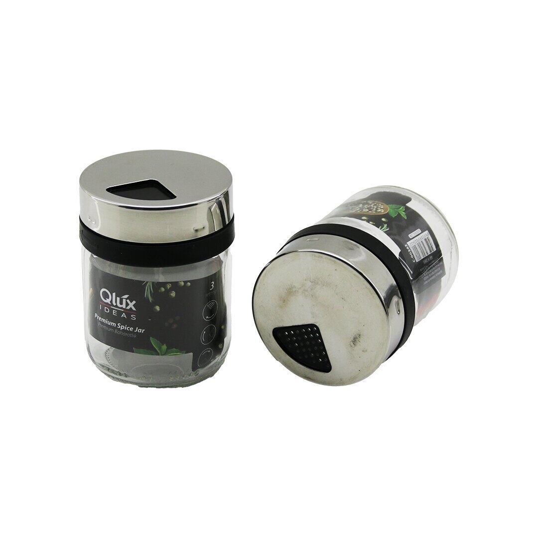 QLUX C-00342 PREMİUM SPİCE JAR (212CC)(CAM) BAHARATLIK & TUZLUK (KROM KAPLAMA PLASTİK KAPAK)(3 DÖKÜM AYARLI)*20=K