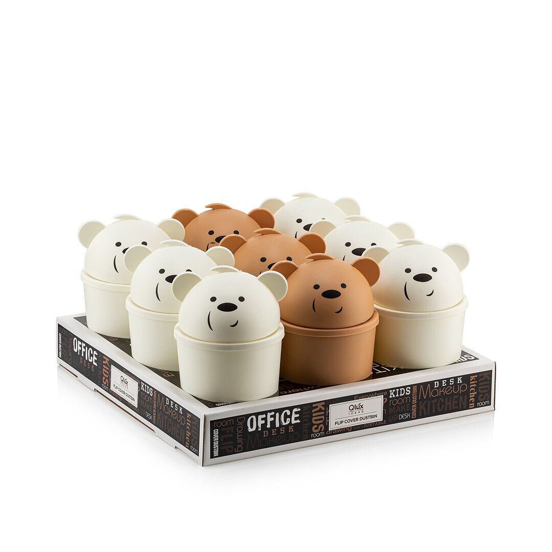 QLUX L-00586 HİPPO ( MİNİ ) ( AYICIK MODELİ ) MASA ÜSTÜ ÇÖP KOVASI ( OFİS & ÇOCUK ODASI & MAKYAJ VB.)*18=K                     qwe08