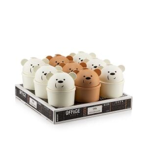 QLUX L-00586 HİPPO ( MİNİ ) ( AYICIK MODELİ ) MASA ÜSTÜ ÇÖP KOVASI ( OFİS & ÇOCUK ODASI & MAKYAJ VB.)*18=K
