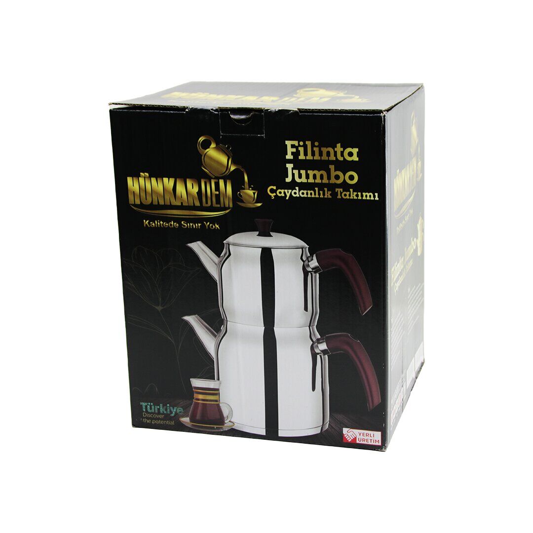 HÜNKARDEM FİLİNTA ( JUMBO BOY ) ( ÇELİK ) ÇAYDANLIK SETİ ( ÇİFT KAPAKLI ) ( RENKLİ BAKALİT KULP ) ( ÜST DEMLİK: 2LT & ALT SULUK: 4LT ) ( KENDİNDEN SÜZGEÇLİ )*6