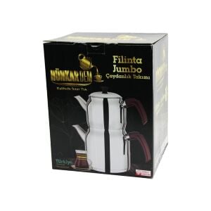 HÜNKARDEM FİLİNTA ( JUMBO BOY ) ( ÇELİK ) ÇAYDANLIK SETİ ( ÇİFT KAPAKLI ) ( RENKLİ BAKALİT KULP ) ( ÜST DEMLİK: 2LT & ALT SULUK: 4LT ) ( KENDİNDEN SÜZGEÇLİ )*6