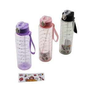 DMR HOME DMR-8215 (ŞEFFAF & RENKLİ & PİPETLİ ) SULUK MATARA PLASTİK ( 1LT ) ( KİLİTLİ KAPAKLI & ÖLÇEKLİ & TAŞIMA İPLİ )*100                     qwe011