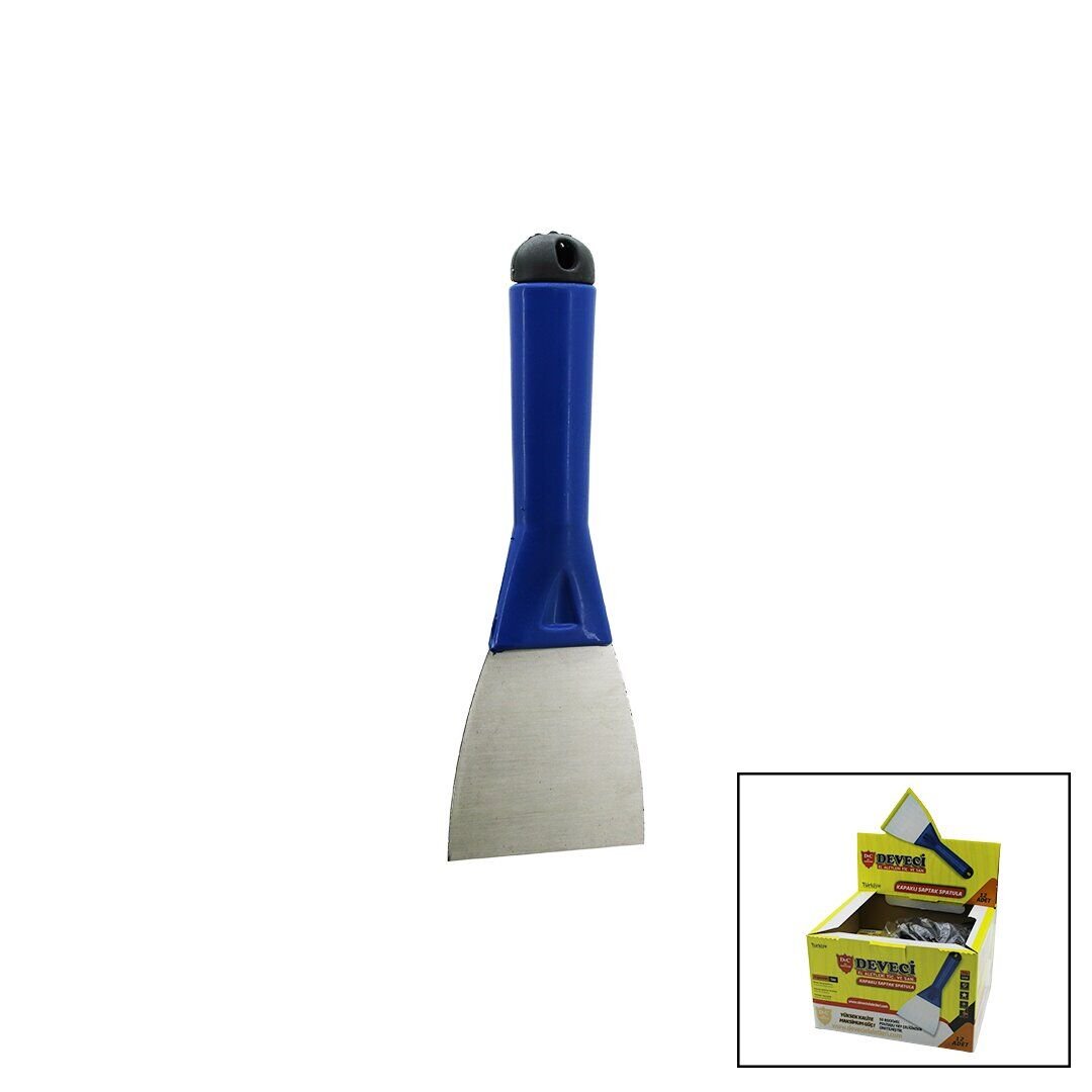 DEVECİ DVC-74211 ( NO-8 ) ( 80MM ) ( KAPAKLI ) ( SAPTAK ) METAL KAZIMA SPATULASI ( PLASTİK SAPLI )*12X12