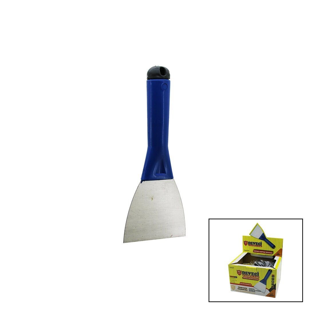 DEVECİ  DVC-74228 ( NO-10) ( 100MM ) ( KAPAKLI ) ( SAPTAK ) METAL KAZIMA SPATULASI ( PLASTİK SAPLI )*12X12