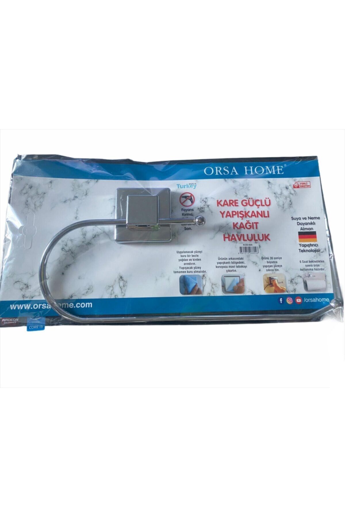 ORSA-604 ( YAPIŞKANLI KARE ASKILI ) (OVAL AÇIK & METAL ) KAĞIT HAVLULUK ASKI*12X5