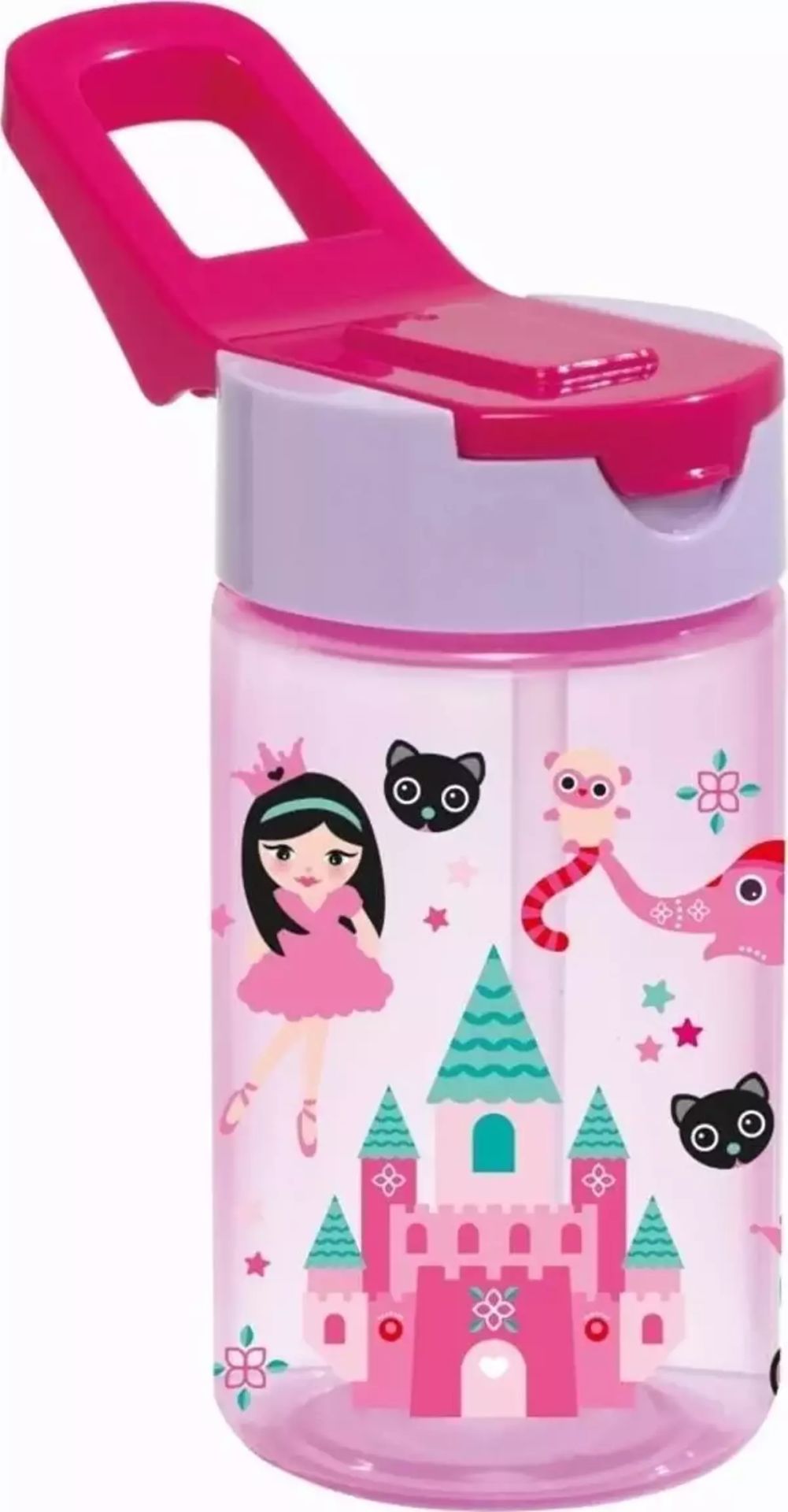 430 CC DESENLİ PİPETLİ KAPAKLI MATARA - PP - UNİCORN PRENSES *24