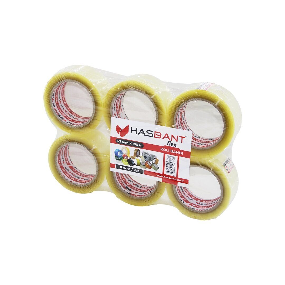 HASBANT ( ŞEFFAF ) ( 45MMX100MT ) FLEX HOTMELT KOLİ BANTI*6X12