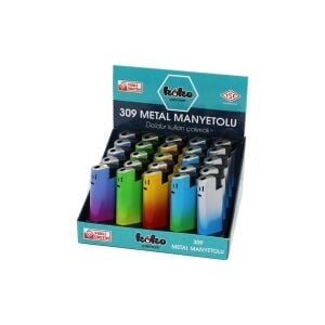 KOKO-309 ( METAL & RENKLİ ) MANYETÖLLÜ METAL CEP ÇAKMAK (MANYETOLU) (DOLDUR KULLAN) ( GÖKKUŞAĞI - ÇİFT RENK )*25X20