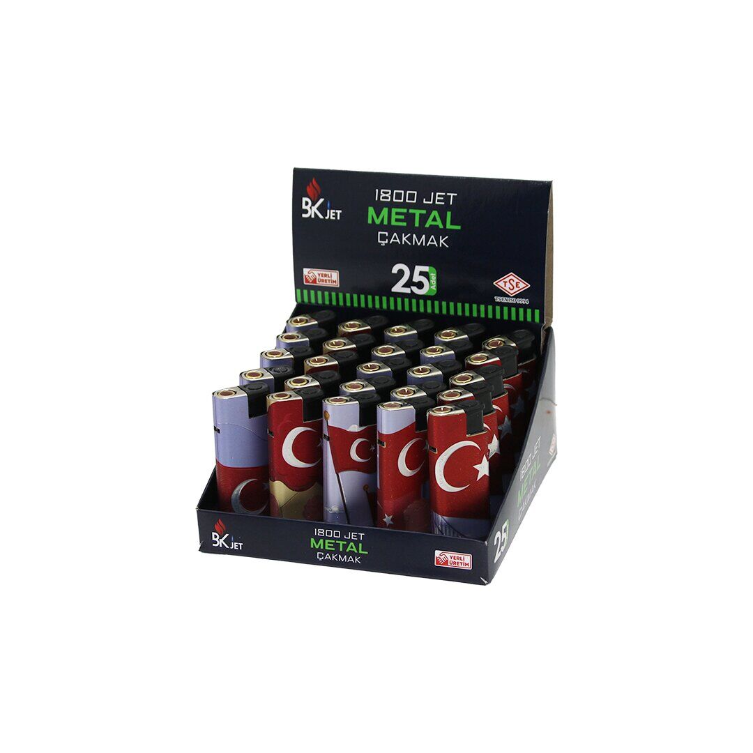 KOKO-1800 ( BAYRAKLI ) JET TURBO REZİSTANSLI (IZGARALI & RÜZGAR) MANYETÖLLÜ CEP ÇAKMAK ( MANYETOLU ) ( DOLDUR KULLAN )*25X20