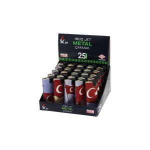 KOKO-1800 ( BAYRAKLI ) JET TURBO REZİSTANSLI (IZGARALI & RÜZGAR) MANYETÖLLÜ CEP ÇAKMAK ( MANYETOLU ) ( DOLDUR KULLAN )*25X20