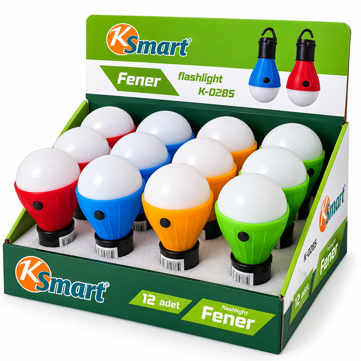 KSMART K-0285 ( PİLLİ ) FENER & AMPUL RENKLİ ( ASKILI )*12X20
