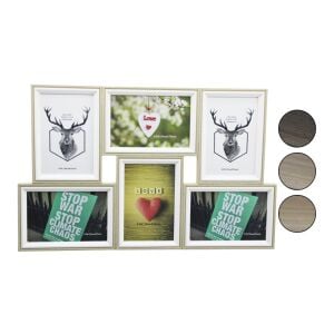 YAKUT-11337 ( 6LI & BİRLEŞİK ) (ÇİFT RENK MİX ÇERÇEVE) (AİLE FOTOLUK) AHŞAP ÇERÇEVE (10X15CM=4''X6'') (29X46CM)*12=K