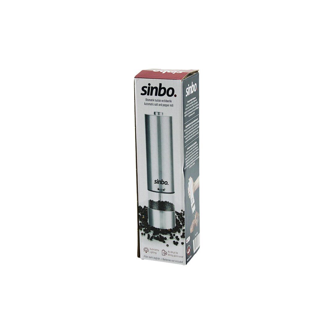 SİNBO SHB-7502 ( PİLLİ ) ( OTOMATİK ) TUZ & KARABİBER ÖĞÜTÜCÜ ( IŞIKLI ) ( ÇELİK GÖVDE ) ( AKRİLİK HAZNE )*24