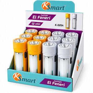 KSMART K-0254 ( 2İN1 ) ( PİLLİ ) EL FENERİ ( RENKLİ PLASTİK )*12X20