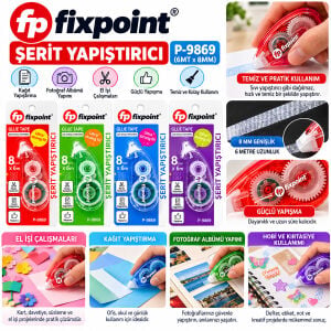 FİXPOİNT P-9869 ŞERİT YAPIŞTIRICI ( 6MTX8MM )*24X16
