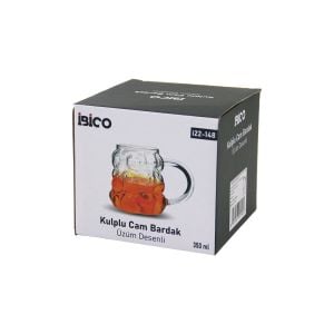 İBİCO İ22-148 ( ÜZÜM & KABARCIKLI ) ( KULPLU ) CAM BARDAK (TERMİSİL & ISIYA DAYANIKLI) ( BOROSİLİKAT ) ( 350ML )*100