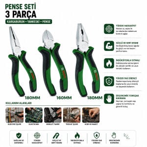 BOSCH-1 600 A02 C0S ( 531 ) ( 3PCS ) PENSE SETİ ( 7'' PENSE - 6'' YAN KESKİ - 7'' KARGABURNU ) ( 60 ± KESME SERTLİK )*6