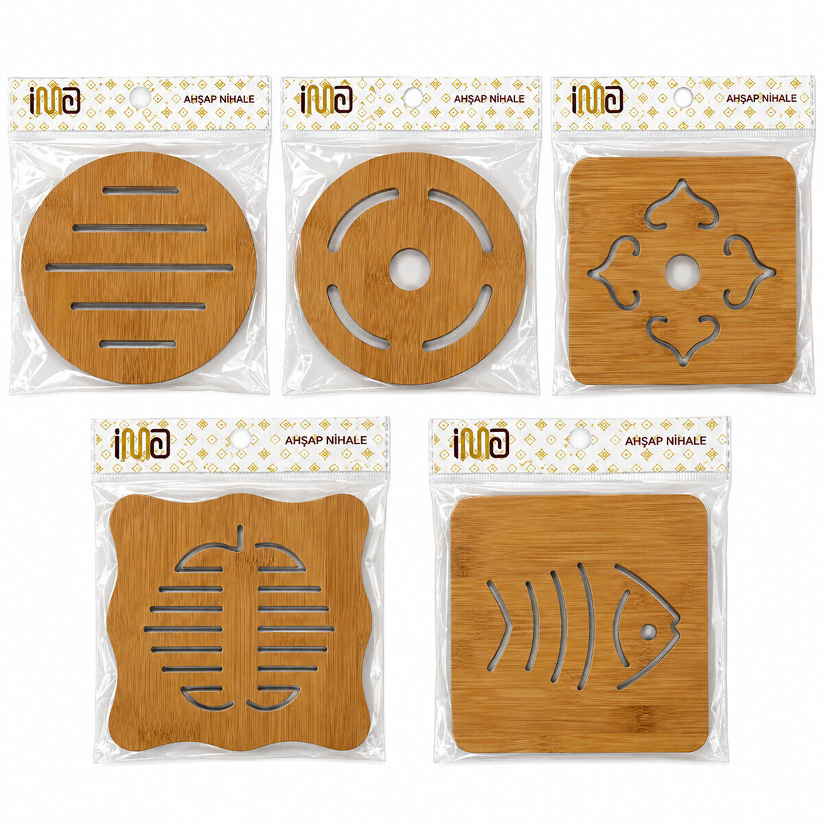 İM@-1526 ( KARE=16.4X16.4CM & YUVARLAK:16.4CM ) (  MİX DESEN ) ( BAMBU & AHŞAP ) NİHALE*300