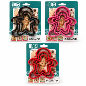 İM@-8050 ( 3 BOY ) ( METAL ) ( SİLİKON KENAR KILIFLI ) KURABİYE KALIP SETİ ( 8 X 5.5CM & 9.5 X 8CM & 13.5 X 11CM )*144