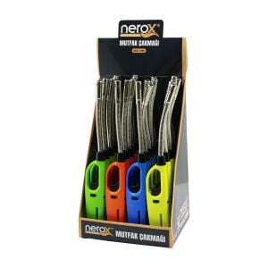 NEROX NRX-1588 ( YAYLI KIVRILABİLİR METAL BAŞLI ) MUTFAK ÇAKMAK ( RENKLİ PLASTİK SAP )*20X6