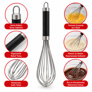 İBİCO İ22-062 ( 35CM ) ( LÜX & KALIN ) ( SİYAH SİLİKON KAPLI KROM SAP ) ÇELİK METAL ÇIRPICI ( ÇIRPICI: 21.5CM + SAP: 13.5CM )*12X10