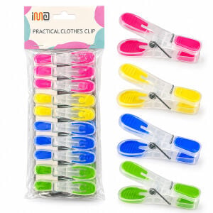 İM@-6230 ( 10PCS ) ( RENKLİ SİLİKON AĞIZ & BAS-AÇ ) ( ŞEFFAF PLASTİK ) MANDAL*144