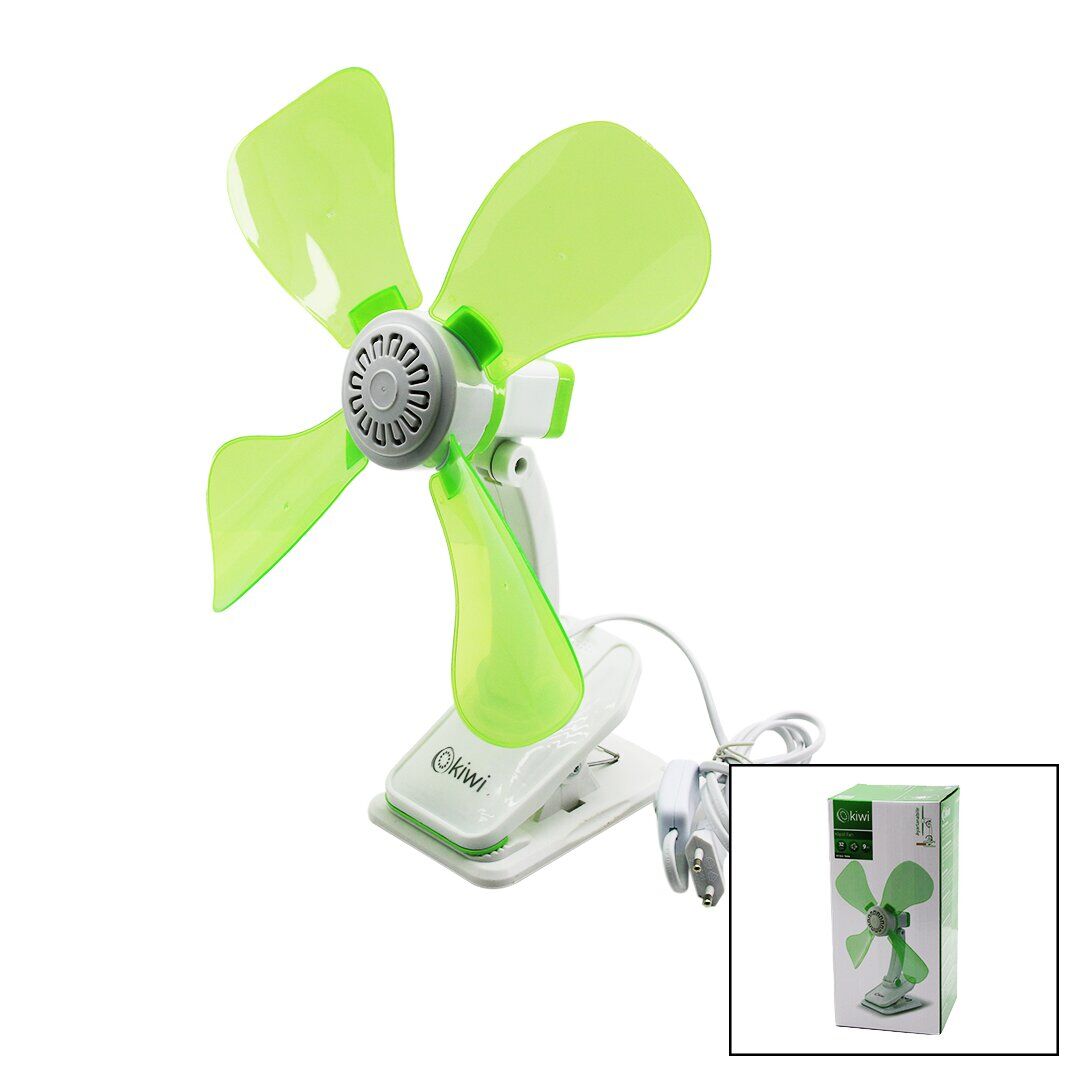 KİWİ KFAN-7604 (2İN1= MANDALLI & MASA ÜSTÜ ) VANTİLATÖR (180° AKROBAT) ( 9W & ÇAP: 32CM ) (4-RENKLİ PLASTİK KANAT & GÖVDE) FAN*16