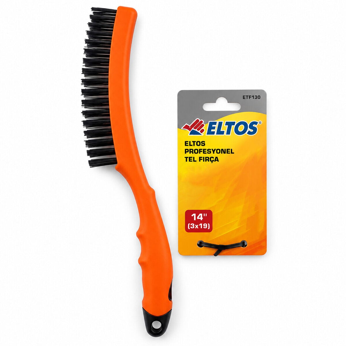 ELTOS ETF-130 ( 14'' ) (3X19) PROFESYONEL TEL FIRÇA ( RENKLİ PLASTİK SAPLI = 33CM )*12X6