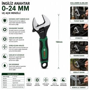 BOSCH-1 600 A03 9HN ( 527 ) ( 6'' & 150MM ) İNGİLİZ ANAHTAR & KURBAĞACIK SETİ*6X1