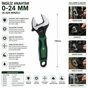 BOSCH-1 600 A03 9HN ( 527 ) ( 6'' & 150MM ) İNGİLİZ ANAHTAR & KURBAĞACIK SETİ*6X1