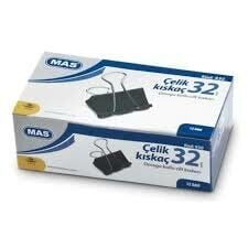 MAS-930 ( OMEGA KOLLU ) ( 32MM ) ÇELİK METAL KISKAÇ ( 12PCS ) KAĞIT CİLT KISKACI ( KISKAÇ )*12X16