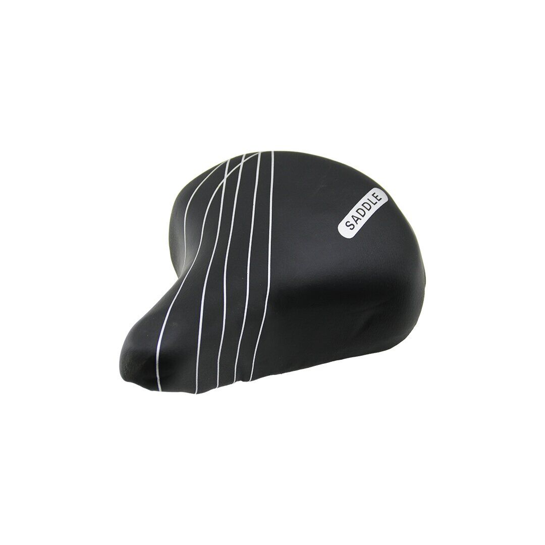 İBİCO SADDLE İ18-001 (BÜYÜK & GENİŞ=20.5X24CM) BİSİKLET SELE KOLTUK (YAYLI OTURAK=SİYAH ZEMİN--BEYAZ ÇİZGİ DESENLİ)*30
