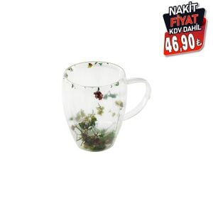 SDR-A1 ( 350ML & KULPLU ) ( ÇİFT CİDARLI & ÇİÇEKLİ ) CAM BARDAK*100=K                     qwe07
