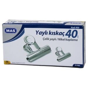 MAS-950 ( YAYLI ) ( 40 MM ) ÇELİK METAL KISKAÇ ( 24PCS ) KAĞIT CİLT KISKACI*1X32