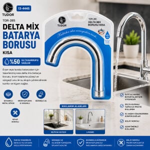 TUDOR TDR-285 ( KUĞU ) ( EVYE & LAVABO ) KISA DELTA MİX BATARYA BORUSU ( KROM KAPLAMA & VAKUMLU & SÜZGEÇLİ UÇ)*50