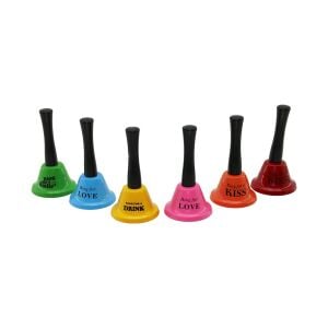 İBİCO İ17-002 ( KÜÇÜK ) ( TUTMALI & SALLAMALI ) RESTORANT OTEL ZİLİ (RENKLİ METAL) (ÇAP: 6.5CM - PLS.SAPLI BOY: 12CM)*100