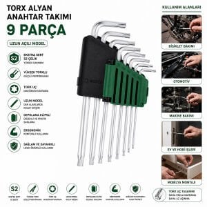 BOSCH-1 600 A02 Z9C ( 429 ) ( 9PCS ) ( KROM ) ( UZUN & YILDIZ ) ALYAN ( ALLEN ) ANAHTAR TAKIMI*6X1