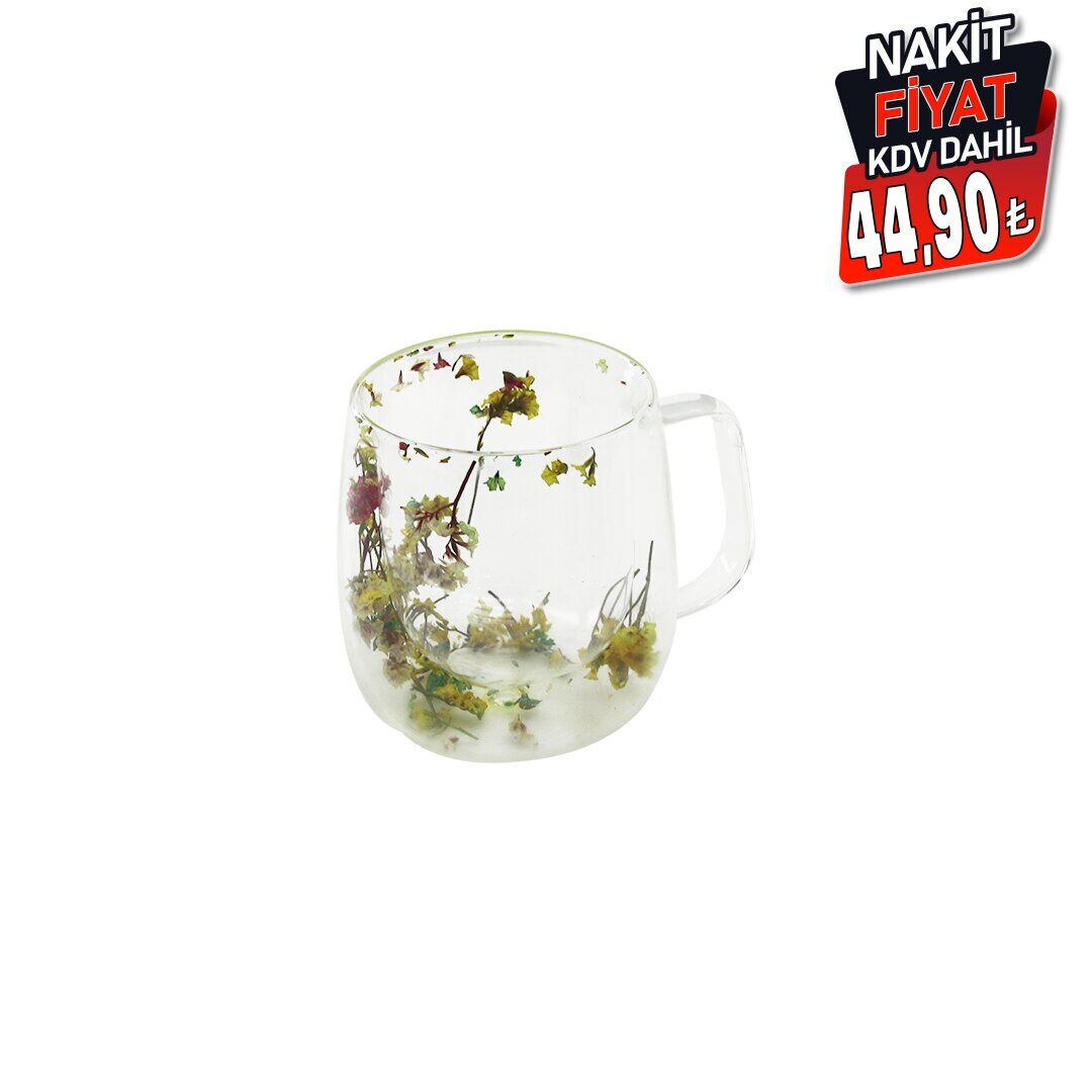 SDR-B3 ( 250ML & KULPLU ) ( ÇİFT CİDARLI & ÇİÇEKLİ ) CAM BARDAK*100=K