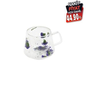 SDR-B4 ( 250ML & KULPLU ) ( ÇİFT CİDARLI & ÇİÇEKLİ ) CAM BARDAK*100=K