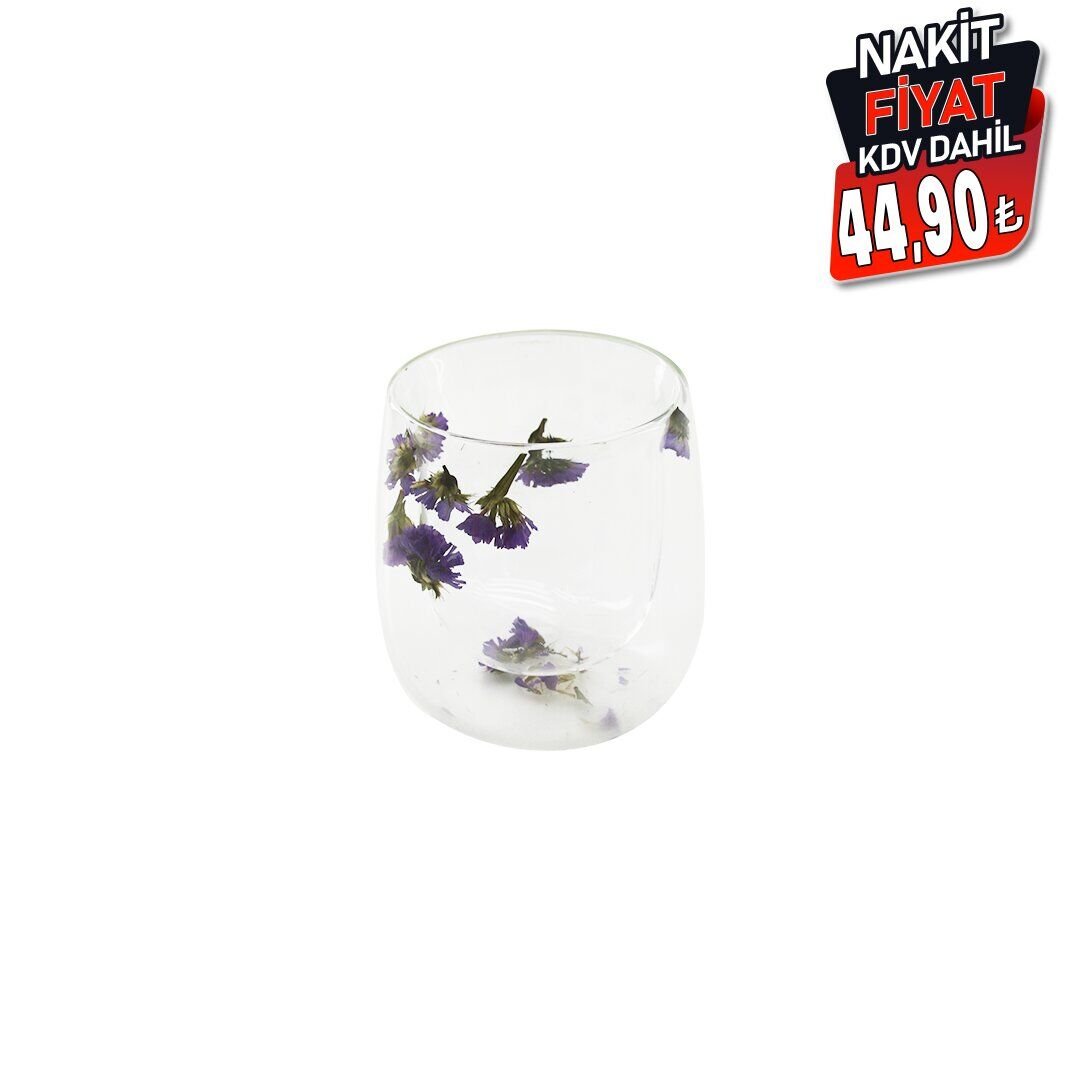 SDR-B-5 ( 250ML & KULPSUZ ) ( ÇİFT CİDARLI & ÇİÇEKLİ ) CAM BARDAK*100=K
