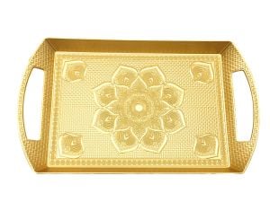 MENNUR MNR-0273 ( KULPLU DİKDÖRTGEN ) ( GOLD ) SUNUM TEPSİ PLASTİK*84